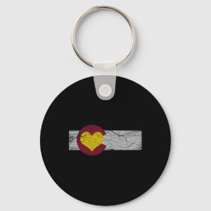 State Flag Colorado Heart Rocky Mountains Skiing A Key Ring