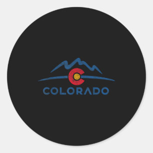 State flag colorado rocky mountains skiing aspen classic round sticker