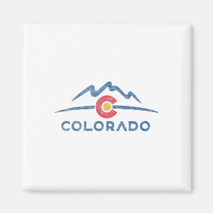 State Flag Colorado Rocky Mountains Skiing Aspen V Magnet