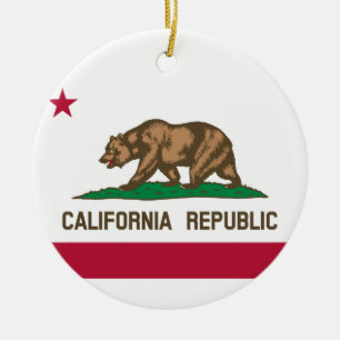 State Flag of California Ceramic Tree Decoration