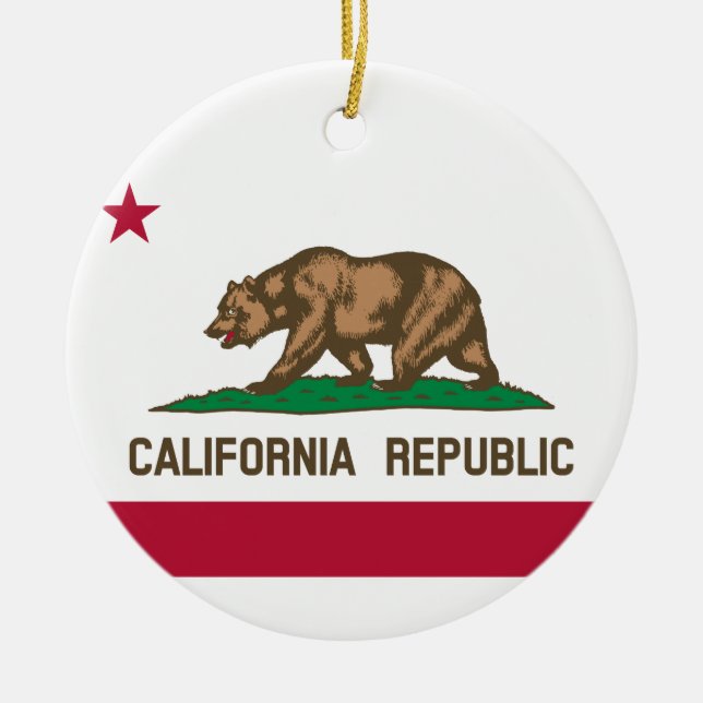 State Flag of California Ceramic Tree Decoration (Front)