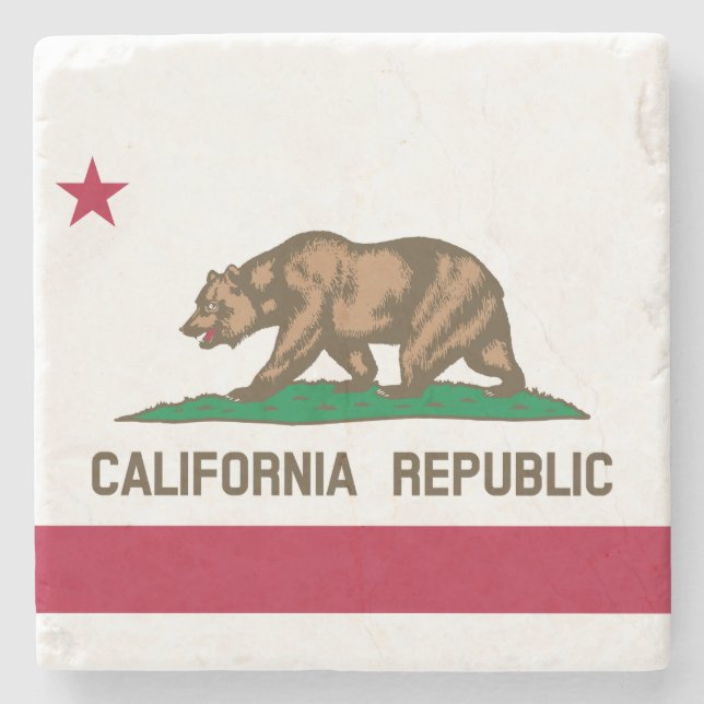State Flag of California Stone Coaster (Front)