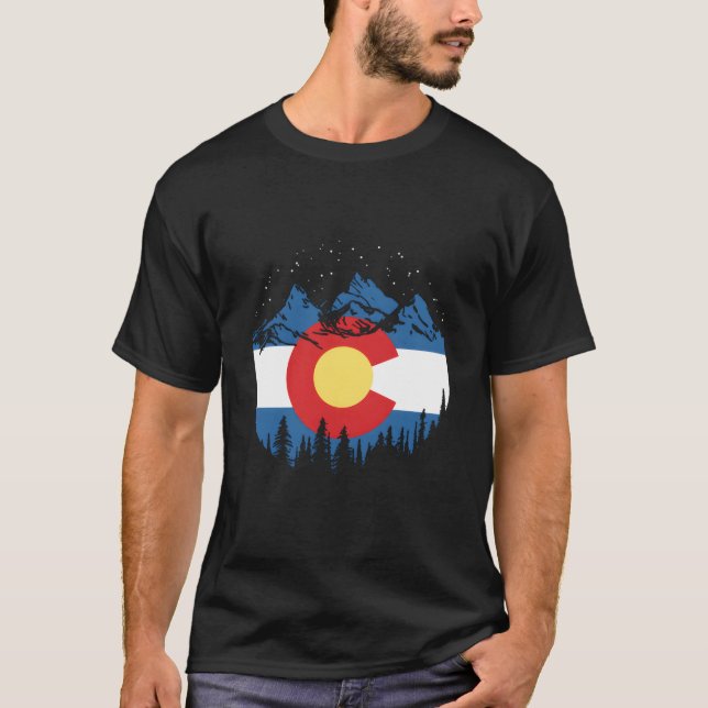 State Flag Of Colorado Night Stars T-Shirt (Front)