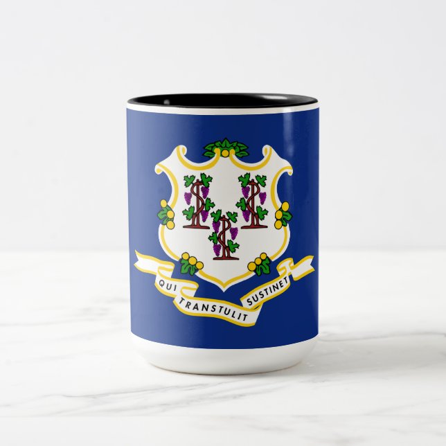 State Flag of Connecticut Two-Tone Coffee Mug (Center)