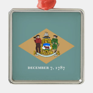 State Flag of Delaware (DE, USA) Metal Tree Decoration