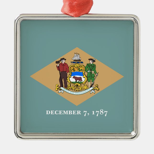 State Flag of Delaware (DE, USA) Metal Tree Decoration (Front)