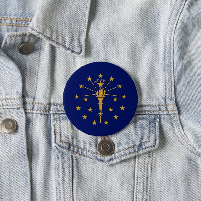 State Flag of Indiana 7.5 Cm Round Badge (In Situ)