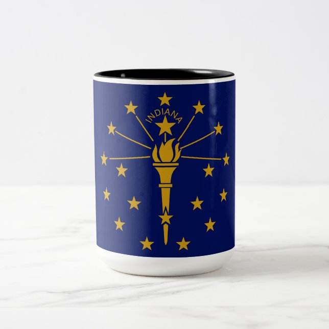 State Flag of Indiana Two-Tone Coffee Mug (Center)