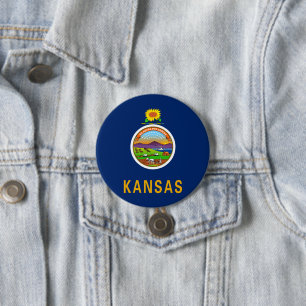 State Flag of Kansas 7.5 Cm Round Badge