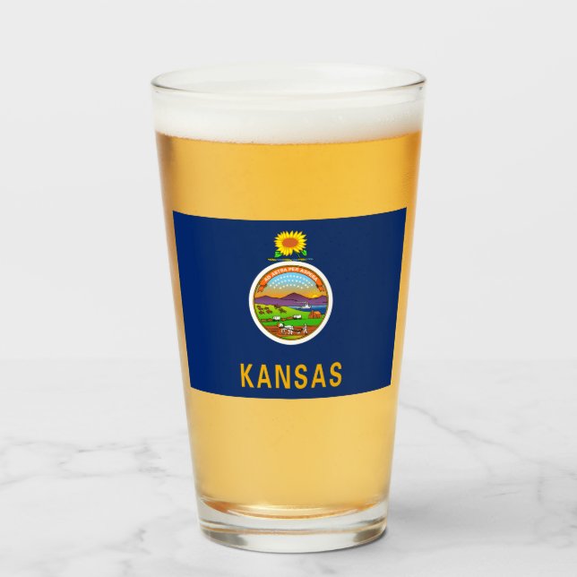 State Flag of Kansas Glass (Front Filled)