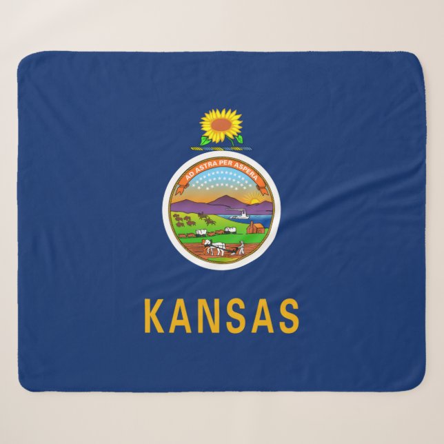 State Flag of Kansas Sherpa Blanket (Front (Horizontal))