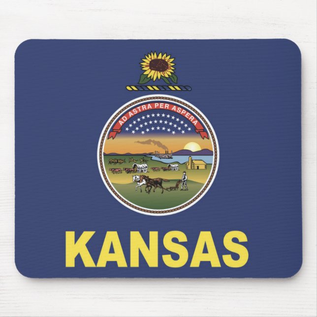 State Flag of Kansas, USA Mouse Mat (Front)
