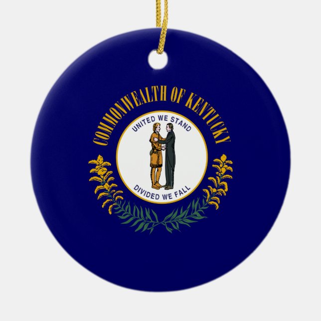 State Flag of Kentucky Ceramic Tree Decoration (Front)