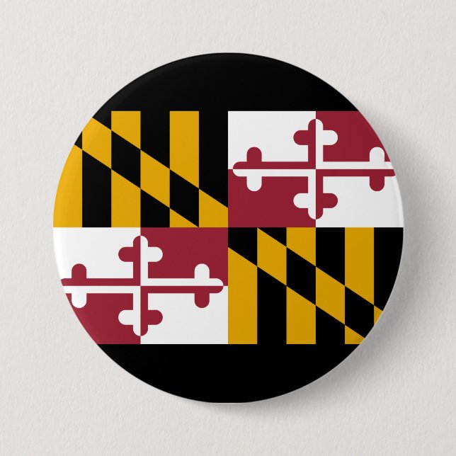 State Flag of Maryland 7.5 Cm Round Badge (Front)