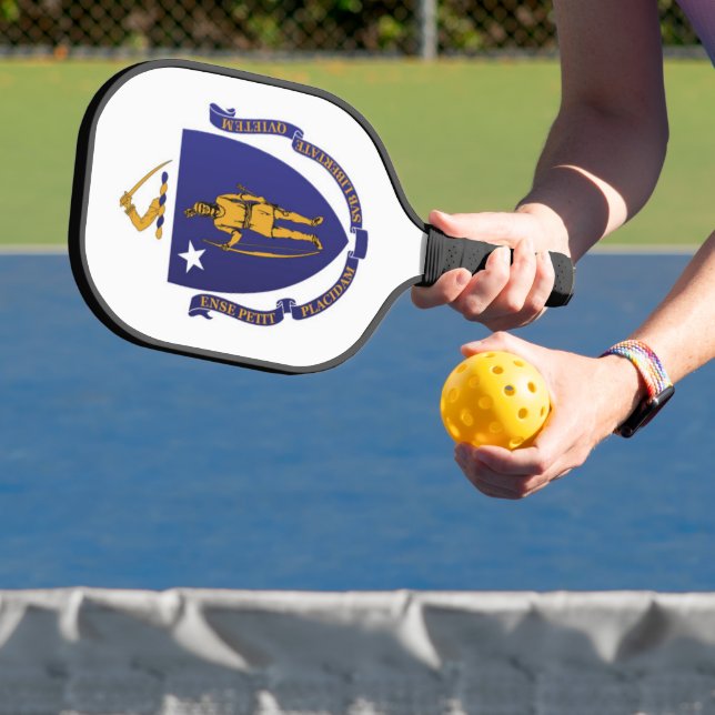 State Flag of Massachusetts, USA Pickleball Paddle (Insitu)