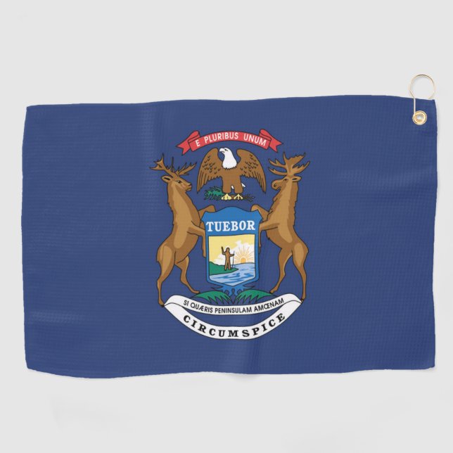 State Flag of Michigan, USA Golf Towel (Horizontal)