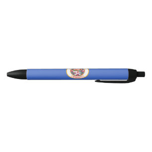 State Flag of Minnesota Black Ink Pen