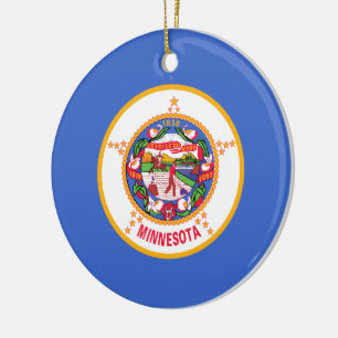 State Flag of Minnesota Ceramic Tree Decoration