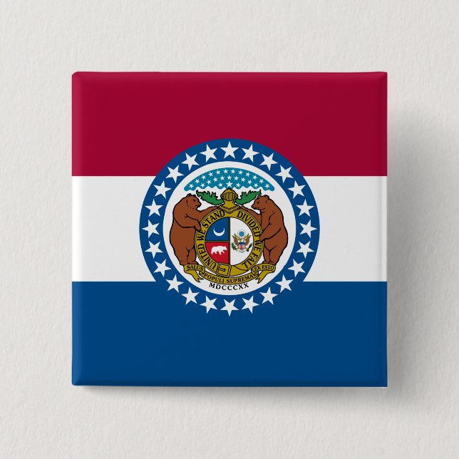 State Flag of Missouri 15 Cm Square Badge (Front)