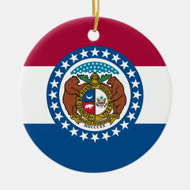 State Flag of Missouri Ceramic Tree Decoration (Front)