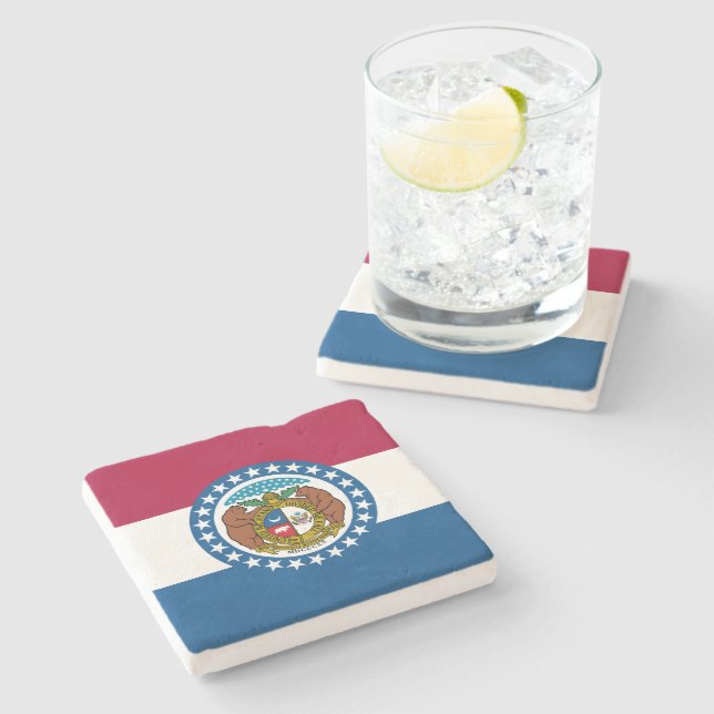 State Flag of Missouri Stone Coaster (Side)
