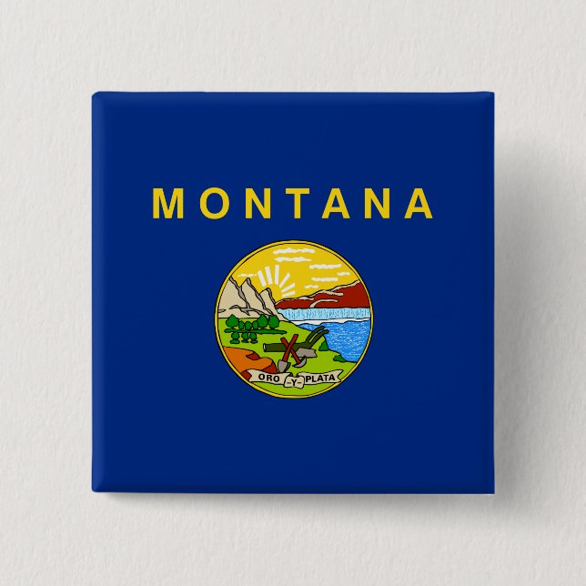 State Flag of Montana 15 Cm Square Badge (Front)