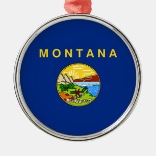 State Flag of Montana (MT, USA) Metal Tree Decoration