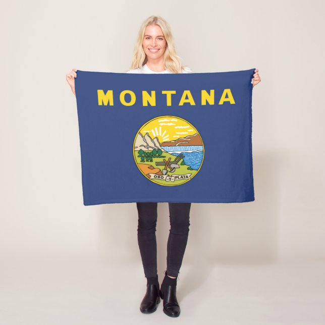 State Flag of Montana, USA Fleece Blanket (In Situ)
