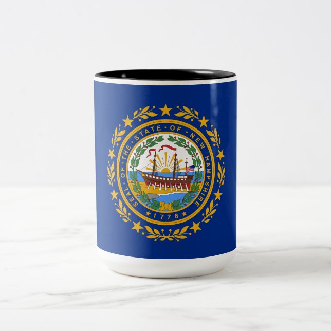 State Flag of New Hampshire Two-Tone Coffee Mug (Center)