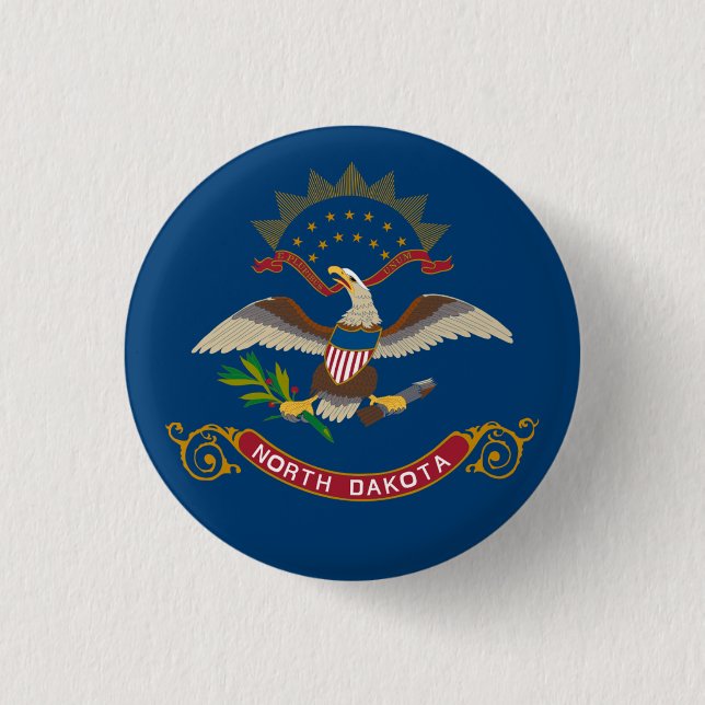 State Flag of North Dakota 3 Cm Round Badge (Front)