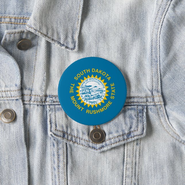 State Flag of South Dakota 7.5 Cm Round Badge (In Situ)