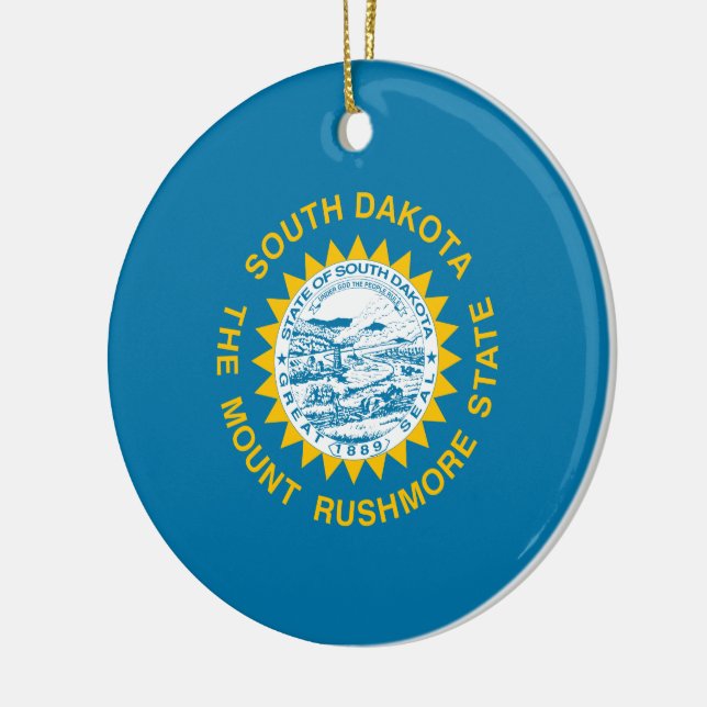 State Flag of South Dakota Ceramic Tree Decoration (Left)