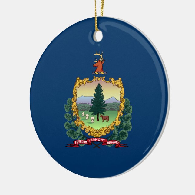State Flag of Vermont Ceramic Tree Decoration (Left)
