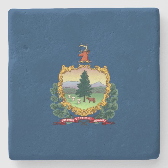 State Flag of Vermont Stone Coaster (Front)