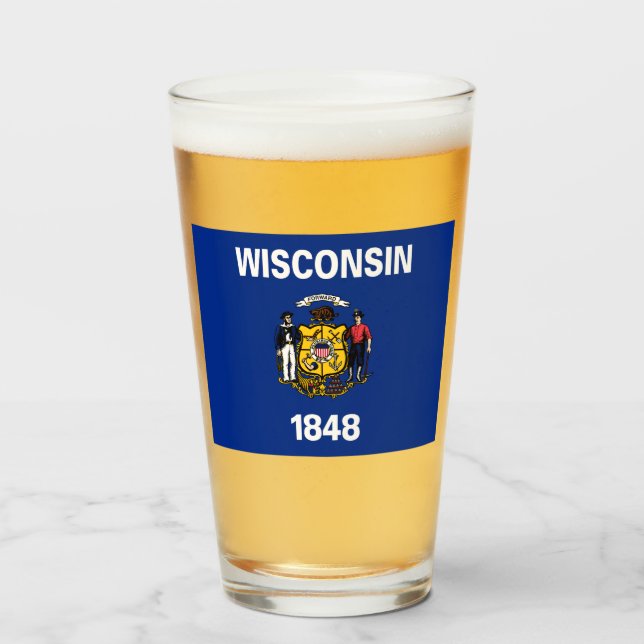 State Flag of Wisconsin Glass (Front Filled)