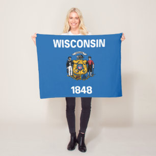 State Flag of Wisconsin, USA Fleece Blanket