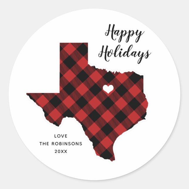 State Holiday Tartan Texas Classic Round Sticker (Front)