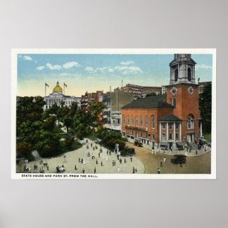 State House and Park Street View from the Mall Poster