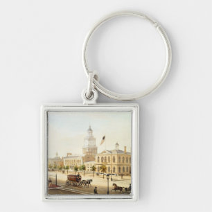 State House, Philadelphia, engraved by Deroy Key Ring
