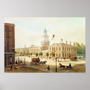 State House, Philadelphia, engraved by Deroy Poster