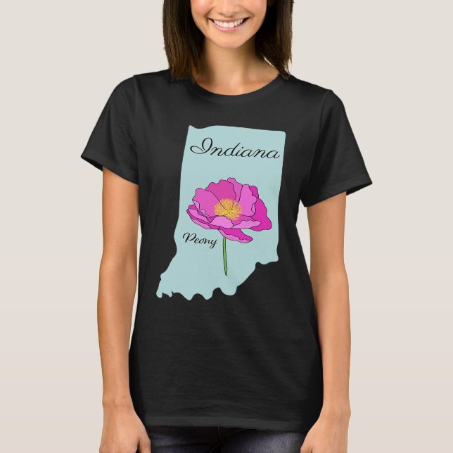 State Indiana Flower Peony T-Shirt (Front)