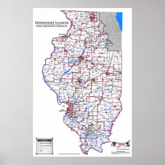 State Legislative Districts - Downstate Illinois Poster