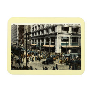 State & Madison Sts., Chicago IL, 1922 Vintage Magnet