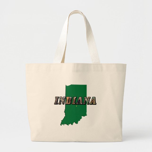 State Map and Picture Text Large Tote Bag (Front)