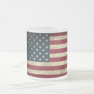 State Mug/American Flag Frosted Glass Coffee Mug
