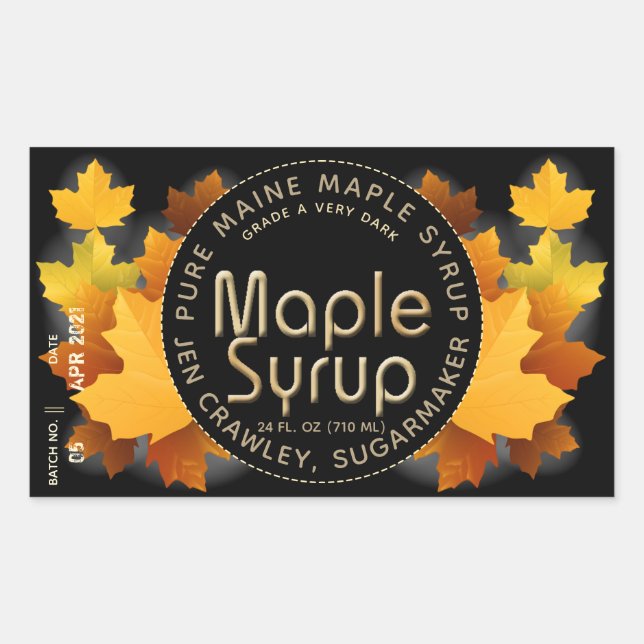 State Name and Sugarmaker  (Batch and Date) Rectangular Sticker (Front)