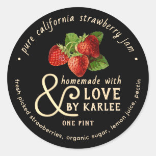 State Name Homemade with Love Pure Strawberry Jam Classic Round Sticker