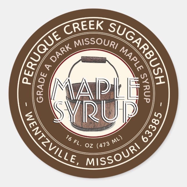 State Name Maple Syrup Sap Bucket Editable Label (Front)
