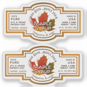 State Name Waterproof Vinyl Maple Syrup with Leaf