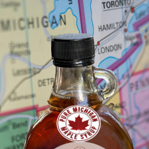 State Name with Red Leaf Maple Syrup Mini Label